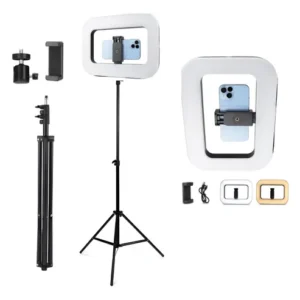 aro de luz led con trípode y soporte celular