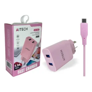 cargador rápido aitech usb + cable tipo c 5.8a