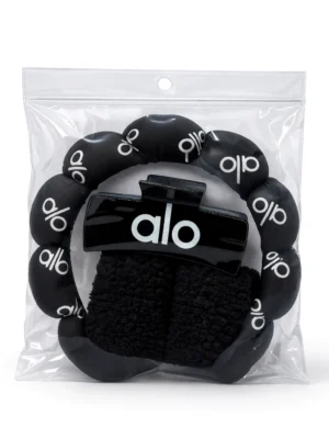 vincha spa + muñequeras alo set skin care facial con broche