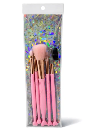 set de brochas maquillaje corazón 5 piezas compacto facial