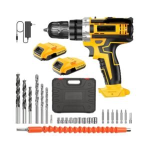 taladro atornillador inalámbrico con maletín baterías y accesorios