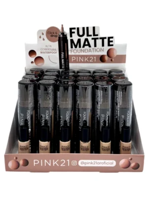 base líquida pink21 full matte foundation alta cobertura waterproof varios tonos