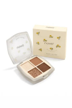 paleta de 4 tonos neutros ideal para maquillaje natural y elegante.